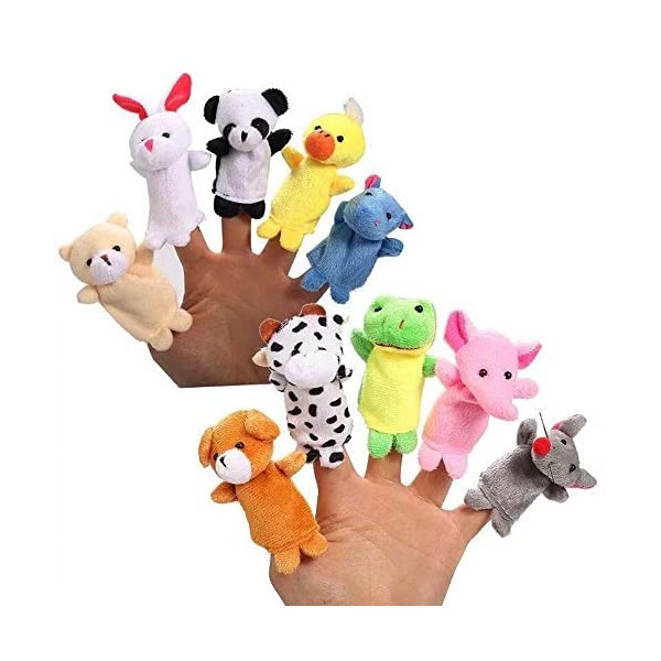 thematys Lot de 10 marionnettes à doigts en peluche | poupées animaux | enfants | bébés | jouets | bébés | figurines danimau