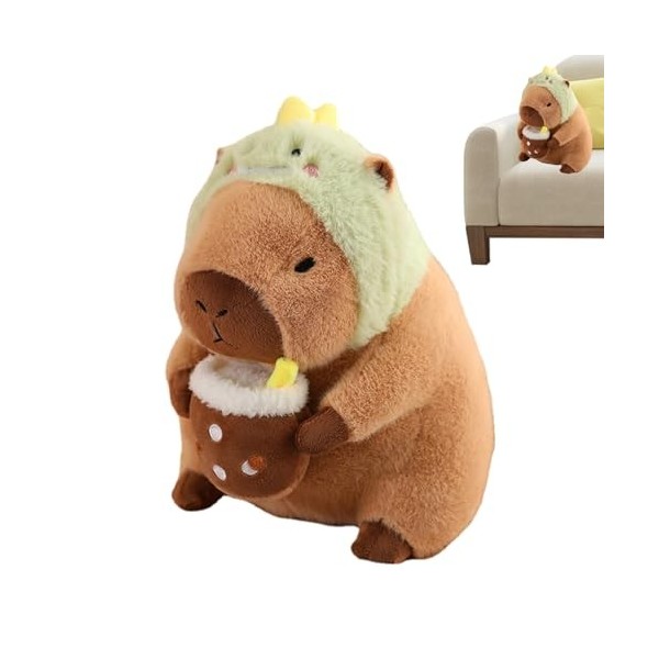 NEECS Peluche Capybara farcie,Kawaii Peluches Capybara Jouet | Couvre-tête Amovible, Adorable Peluche Capybara, Jouet pour Ad