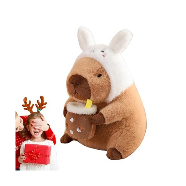 NEECS Peluche Capybara farcie,Kawaii Peluches Capybara Jouet | Couvre-tête Amovible, Adorable Peluche Capybara, Jouet pour Ad