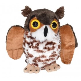 Wild Republic Pocketkins Eco Grand-duc dAmérique, Animal en Peluche, 12 cm, Jouet en Peluche, Fabriqué à partir de Matériaux