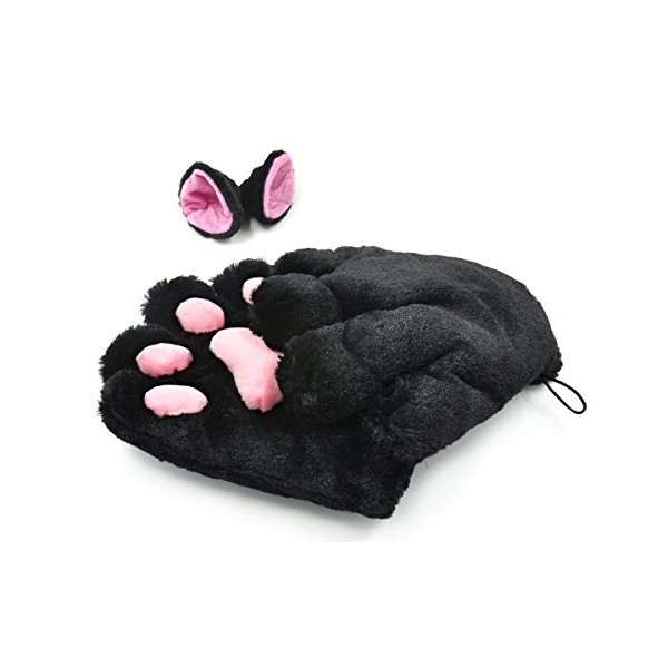 CoolChange déguisement manga animé kit set animaux peluche adorable noir animal chaton cat mignon halloween carnaval félin li