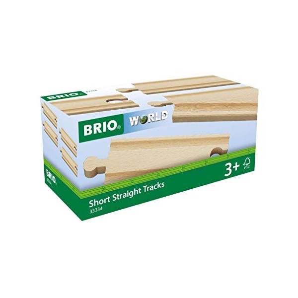 BRIO World - 33335 - Rails Moyens Droits 144 mm - Accessoire pour circuit de train en bois - Jouet pour garçons et filles à p