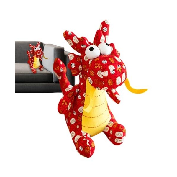 BRULEA Animal en Peluche Dragon Rouge - Jouets en Peluche du Zodiaque Floral | Peluche Dragon du Zodiaque Chinois, Jouet en P