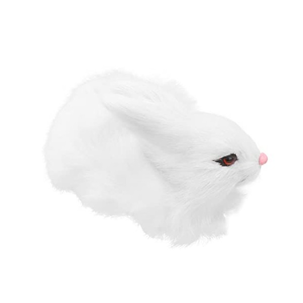 Gadpiparty 1 Pc Decoration Voiture Jouets Décoration Voiture Mini Lapin en Peluche Jouet De Lapin De Simulation Modèle Blanch