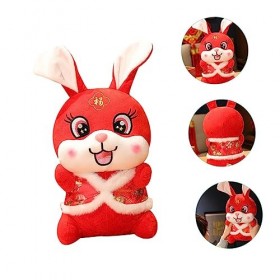 Warmhm Mascotte De Lapin Lapin en Peluche Animaux en Peluche Bébé Lapin Animal en Peluche Poupée De Lapin du Nouvel an Lapin 