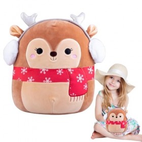 PEKMAR Oreiller en Peluche d’élan - Oreiller d’élan en Peluche,Renne en Peluche de noël Doux et Portable, pour Chambre à Couc