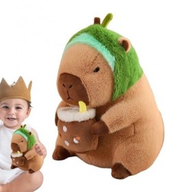 Birtern Capybara farci | Kawaii Peluches Capybara Jouet,Couvre-tête Amovible, Jouet en Peluche Capybara Mignon pour Adultes, 