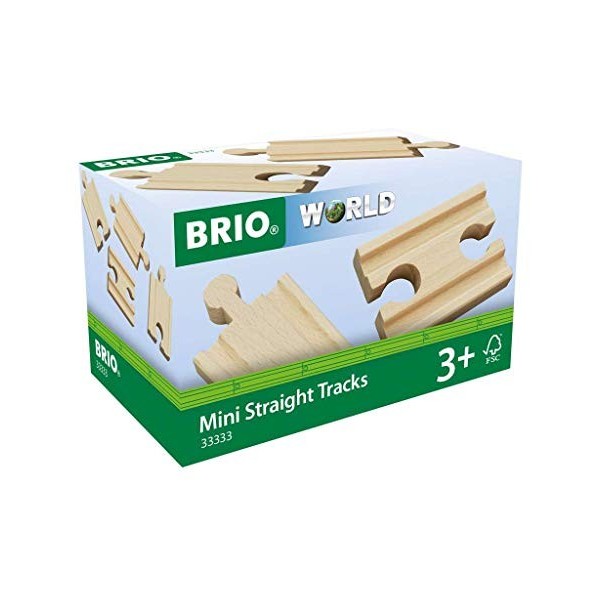 BRIO World - 33335 - Rails Moyens Droits 144 mm - Accessoire pour circuit de train en bois - Jouet pour garçons et filles à p