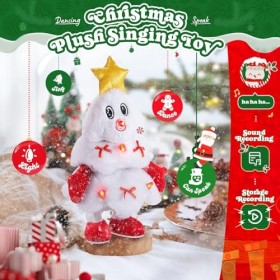 Jouets Parlants pour Enfants, 40cm Poupée en Peluche de Jouet darbre de Noël électrique, Intéractive Jouet Educatif, Décorat