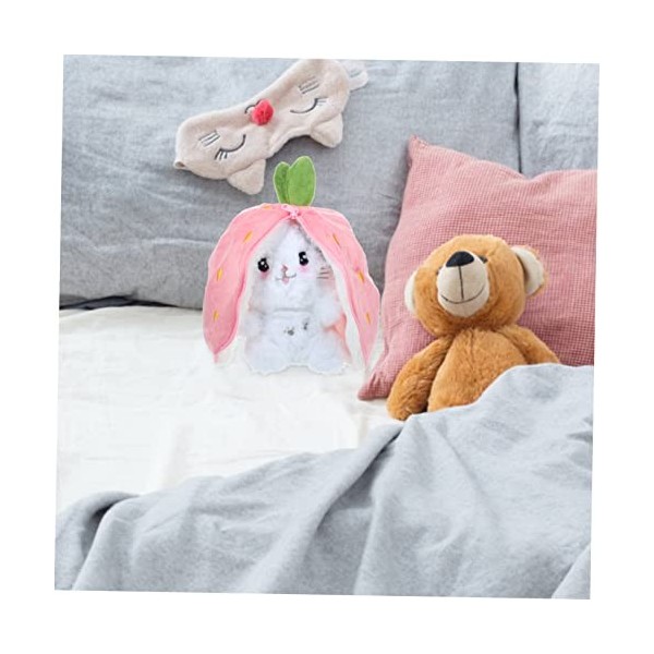 Warmhm Fraise Chat Abeille Fraise Peluche Poupée Coton Enfant Oreiller Le Chat en Peluche Adault en Peluche Chiens pour Enfan