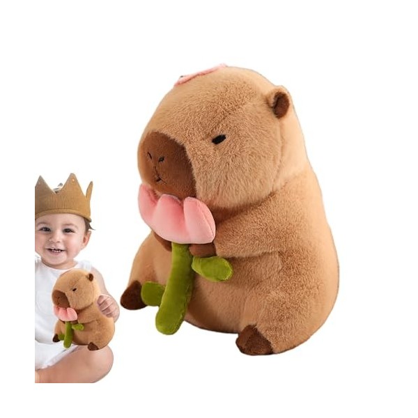 Leiossy Capybara farci | Kawaii Peluches Capybara Jouet,Couvre-tête Amovible Capybara, Oreiller en Peluche pour Adultes, et F