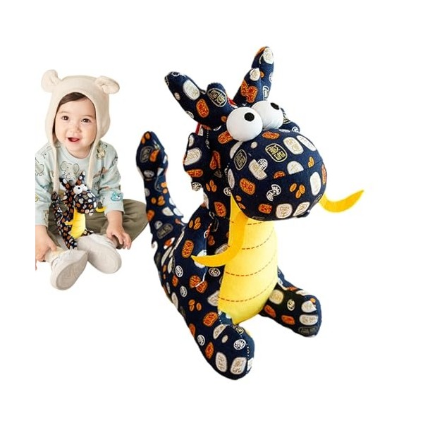 Holdes Peluche Dragon Chanceux, Peluche Dragon du Zodiaque Chinois en Tissu Floral, Peluche Dragon du Zodiaque Chinois, Jouet
