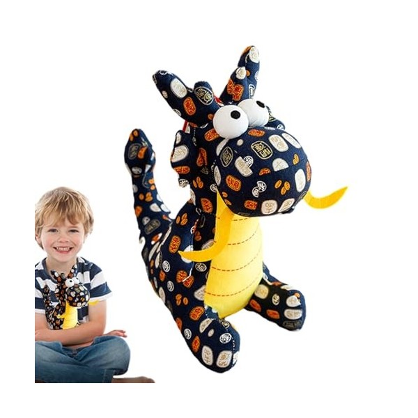 Povanjer Poupée Dragon Chinoise - Jouets en Peluche du Zodiaque Floral,Peluche Dragon du Zodiaque Chinois, Jouet en Peluche D