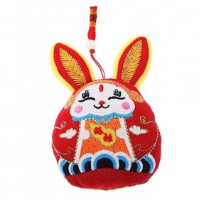 Didiseaon Ornement De Lapin Wufu Peluche Lapin Mascotte Poupée Lapin du Nouvel an Chinois Lapin Animal en Peluche Chinois Ann