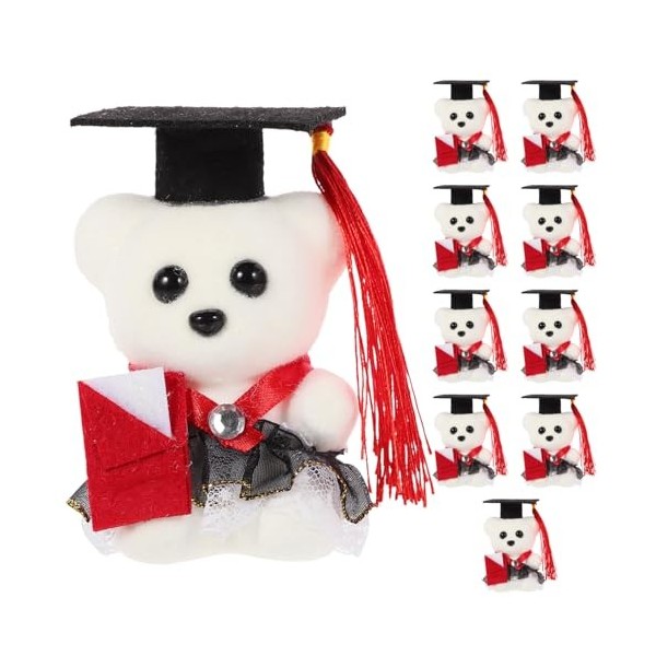 Kichvoe Mini Ours avec Casquette De Graduation Jouets en Peluche 10 Pièces Cadeau De Remise De Diplôme pour Lui Diplômé Anima