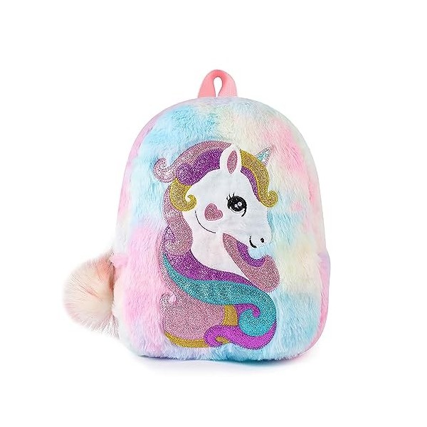 HIFOT Licorne Sac à Dos pour Enfants, Mignon Cartable Rose Souple Maternelle Peluche Sac école Licorne Cadeaux pour Fille Bou