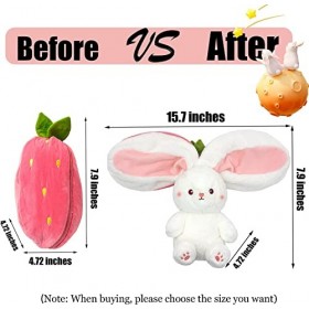 Bunny - Peluche lapin de Pâques - Réversible - Carotte fraise - Lapin en peluche avec fermeture éclair - Jouet décoratif pour