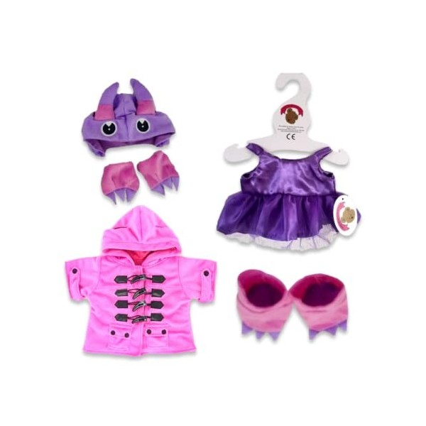 Build Your Bears Wardrobe- Duffle Coat + Tutu Monstre Halloween Rose Bonbon Teddy Bear Clothes vêtements Ours en Peluche, F