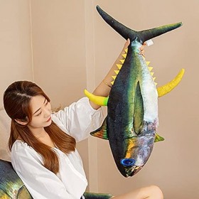 Pekoluta Peluche Thon,Poisson Simulation danimal en Peluche | Coussin en Peluche Confortable et Confortable en Coton PP pour