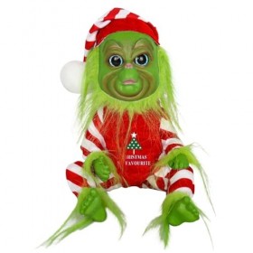 Molinter Christmas Grinch Peluche en latex avec vêtements de Noël rouges pour enfants A 