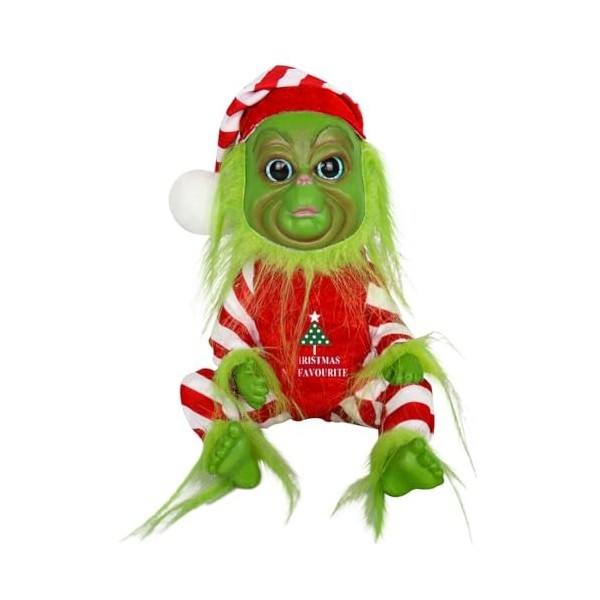 Molinter Christmas Grinch Peluche en latex avec vêtements de Noël rouges pour enfants A 