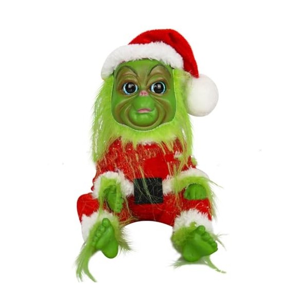 Molinter Christmas Grinch Peluche en latex avec vêtements de Noël rouges pour enfants A 