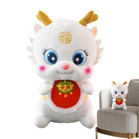 Watfeeot 2024Mascotte Traditionnelle en Peluche Dragon du Nouvel an Chinois, Année du Dragon Peluche, Décorations de fête du 