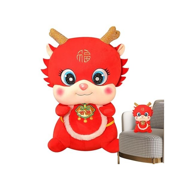 HiXip Mascottes de Dragon en Peluche - Mascotte Traditionnelle en Peluche Dragon du Nouvel an Chinois,Peluche Dragon Festive 