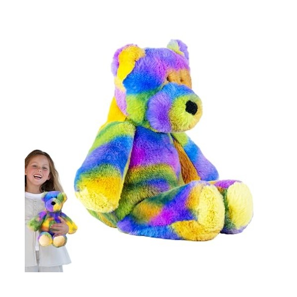 BRULEA Ours en Peluche, Ours en Peluche,Mignon Ours en Peluche poupée Ours à câliner - Poupée Ours coloré Arc-en-, Animal en 