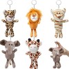 Anboor Lot de 5 Petits Animaux remplis de Peluches de 10,2 cm - Adorables Peluches Safari avec Porte-clés pour Les fêtes Ass