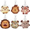 Anboor Lot de 5 Petits Animaux remplis de Peluches de 10,2 cm - Adorables Peluches Safari avec Porte-clés pour Les fêtes Ass