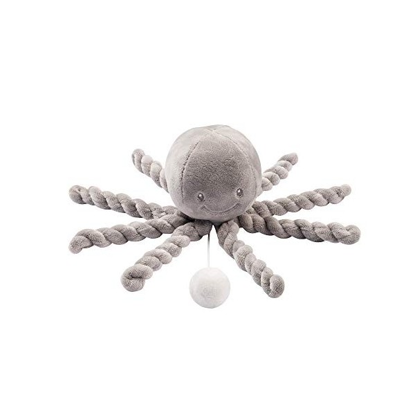 Nattou Peluche Musicale Poulpe, Mélodie "La-Le-Lu", Pour Nouveaux-Nés et Bébés Prématurés, 23 cm, Lapidou, Turquoise/Vert Men