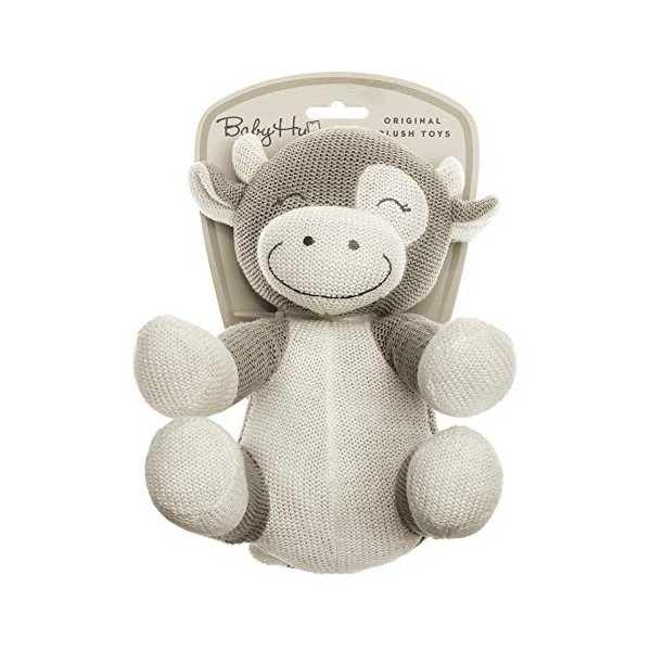 BABY HUG- Sitting Cow Hug Me 3831118800162 Peluche en Forme de Vache Assis 23 cm A19, Beige, Naturel