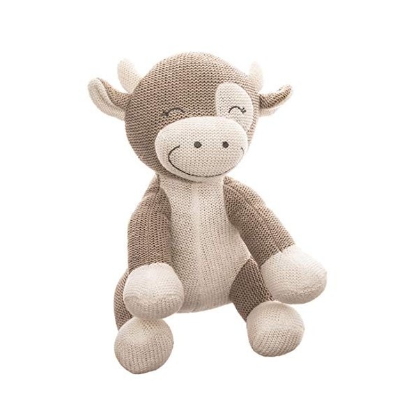 BABY HUG- Sitting Cow Hug Me 3831118800162 Peluche en Forme de Vache Assis 23 cm A19, Beige, Naturel