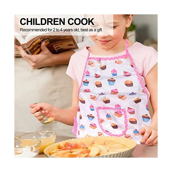 Wisboey Ensemble de Cuisine et de Cuisson pour Enfants de 4 PièCes SéRies Comprenant Un Tablier pour Petites Filles, Un Chape