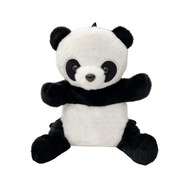 LYEAA Sac à dos panda en peluche avec bandoulière réglable et multifonctionnel pour la maternelle, noir/blanc, 370.00x210.00x