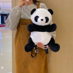 LYEAA Sac à dos panda en peluche avec bandoulière réglable et multifonctionnel pour la maternelle, noir/blanc, 370.00x210.00x