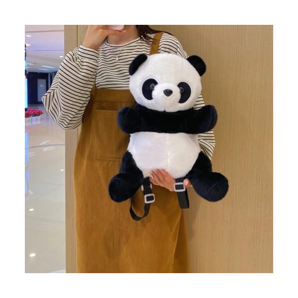 LYEAA Sac à dos panda en peluche avec bandoulière réglable et multifonctionnel pour la maternelle, noir/blanc, 370.00x210.00x