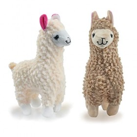 Locisne 2 Animaux en Peluche alpaga Mignons, Hauteur Environ 7,87" 20 cm , Blanc & Marron Coussin Doux et Flexible, pour cana