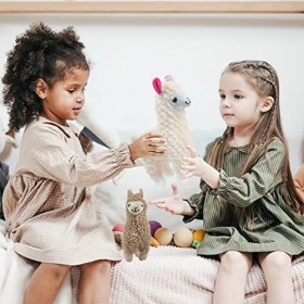 Locisne 2 Animaux en Peluche alpaga Mignons, Hauteur Environ 7,87" 20 cm , Blanc & Marron Coussin Doux et Flexible, pour cana