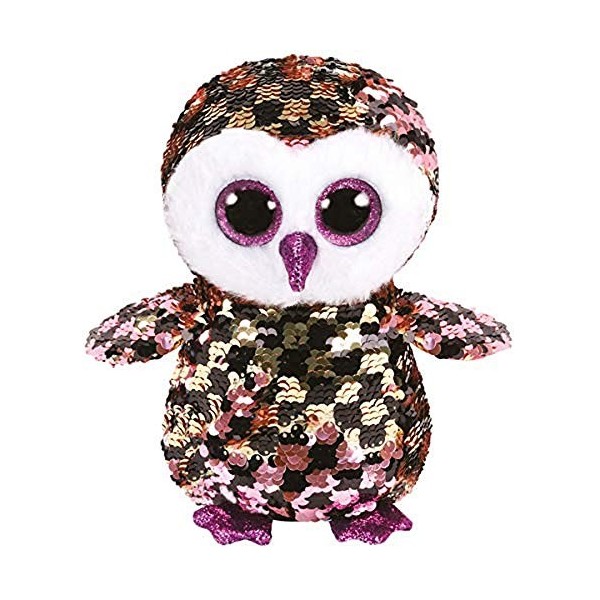 Ty - Flippables - Peluche à Sequins Brillante Checks le Hibou, TY36785, Multicolore, 23 cm