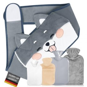 5 Pièces Bouillotte, Bouillote 3 en 1, Bouillotte Eau Chaude avec Housse en Peluche Souple, Bouillotte Regles Douloureuses po