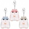 Smilcloud Lot de 3 porte-clés hamster avec porte-clés hamster, mignon en peluche douce, pour sac, animal bleu/rose/gris , ro