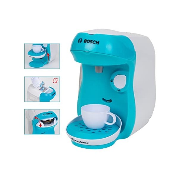 Klein- Bosch Tassimo Happy Machine à café I avec Son, possibilité de Remplissage Fonction débit deau I Dimensions : 20 cm x 