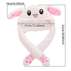 Zoxopoai Chapeau drôle danimaux, mignon lapin en peluche, chapeau de lapin avec oreilles vacantes, oreilles mobiles avec cap