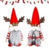 mengger GNOME de Noel, Lot de 2 Deco Noël Le Wapiti Gnomes Peluche GNOME de Noel Geant Rouge pour Maison Cuisine 35 * 18cm