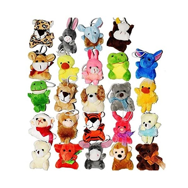 NIDONE Ensemble de 24 Mini Animaux en Peluche, Mignons Petits Animaux en Peluche, décorations de Porte-clés pour Cadeaux de f