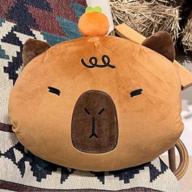 Oreiller en peluche tête de Capybara joufflu de 41,9 cm, poupée câline super douce, animaux en peluche ronds à câliner en for