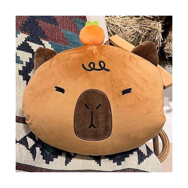 Oreiller en peluche tête de Capybara joufflu de 41,9 cm, poupée câline super douce, animaux en peluche ronds à câliner en for