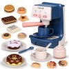 Veluoess Machine à café pour enfants, jouet avec lumière et son réalistes, accessoires de cuisine avec dessert, beignet, tass